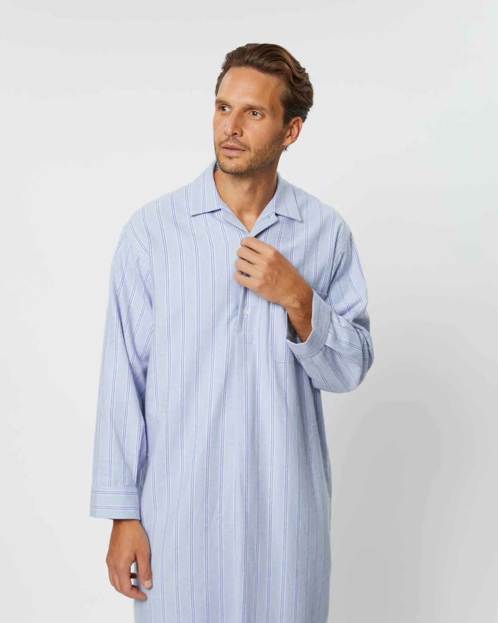 Men's Brushed Cotton Nightshirt - Aviemore Stripe