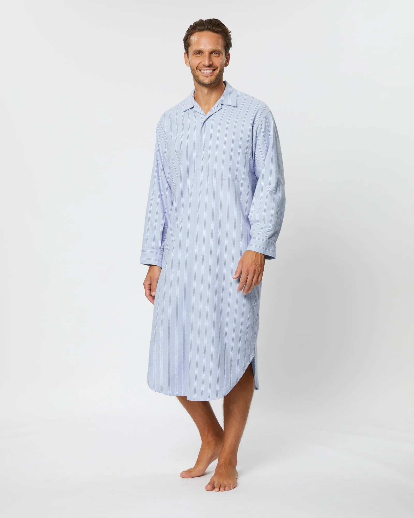 Men's Brushed Cotton Nightshirt - Aviemore Stripe