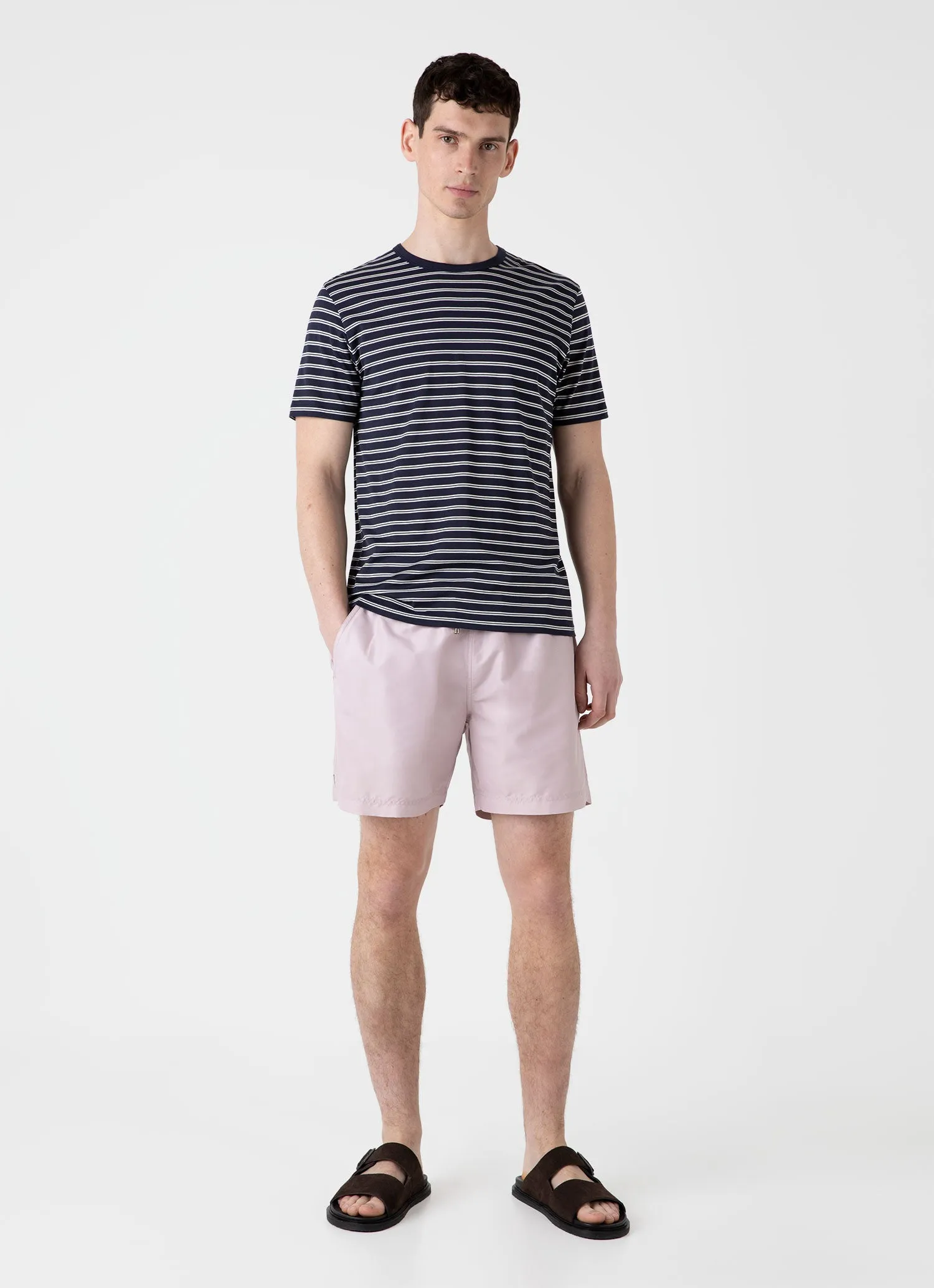 Men's Drawstring Swim Shorts in Pale Pink