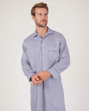 Men's Two-Fold Cotton Nightshirt - Selborne Check