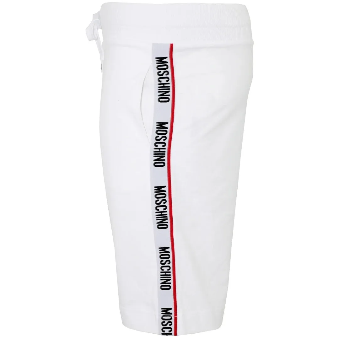 Moschino Branded Tape Legs White Shorts