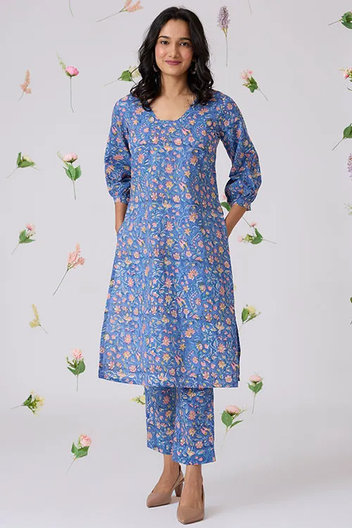 Okhai "Aabroo" Handblock Printed Pure Cotton Kurta Pant Set