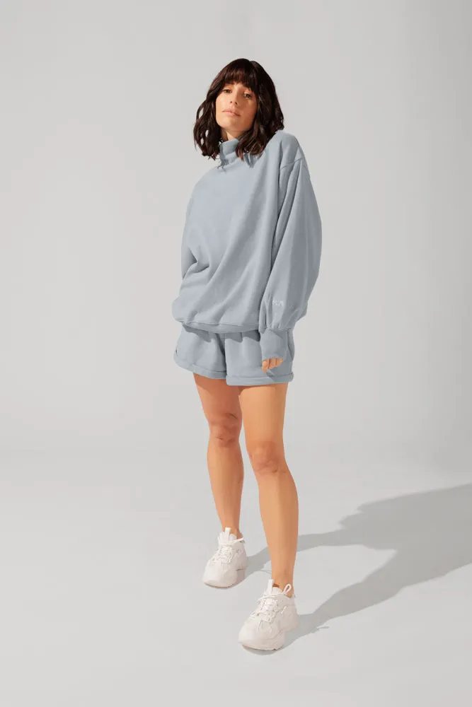 Ooey Gooey Mockneck Sweatshirt with Pockets - Bookworm Blue