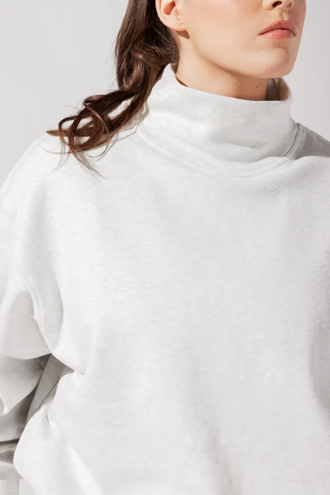 Ooey Gooey Mockneck Sweatshirt with Pockets - Light Heather Grey