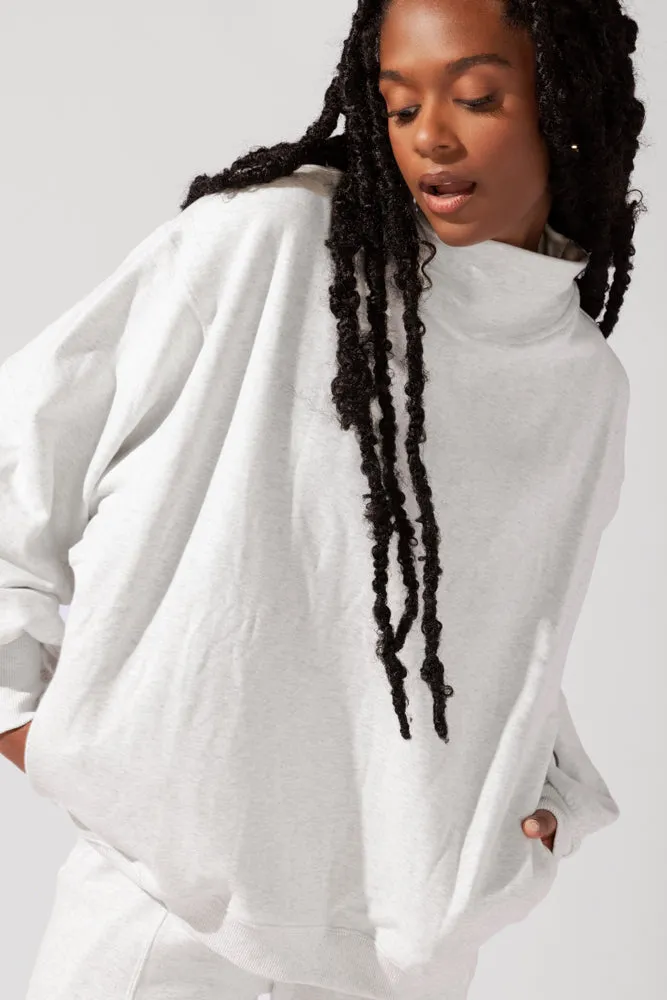 Ooey Gooey Mockneck Sweatshirt with Pockets - Light Heather Grey