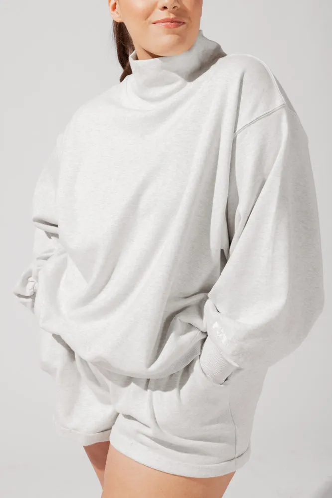 Ooey Gooey Mockneck Sweatshirt with Pockets - Light Heather Grey