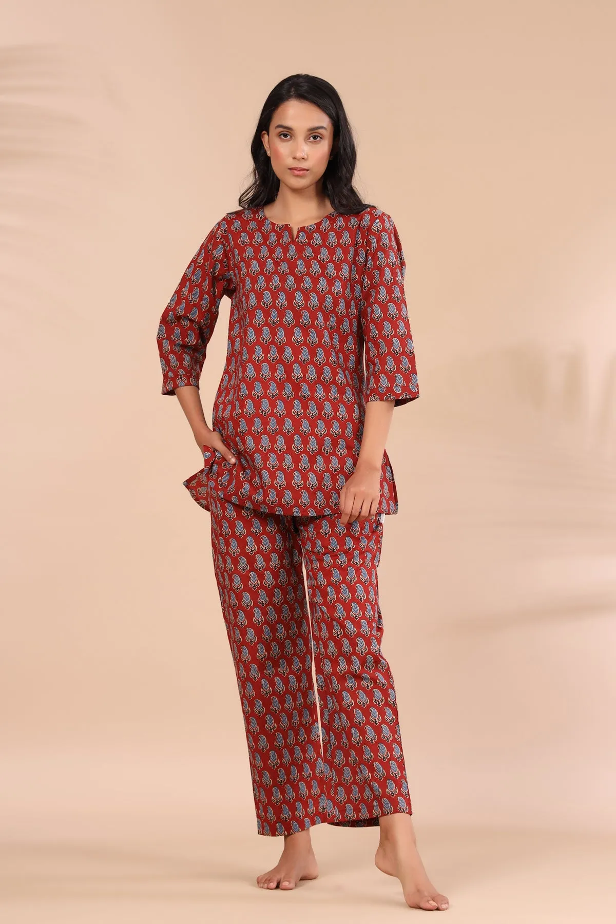 Paisley on Maroon Loungewear Top Set