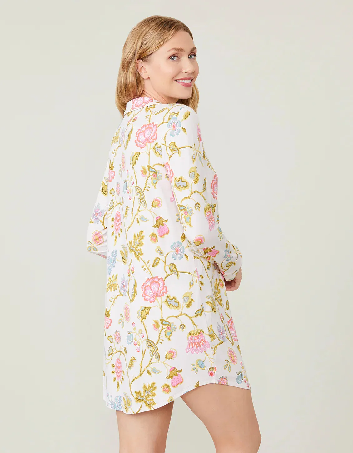 Pajama Sleep Shirt Jane Jacobean Cream