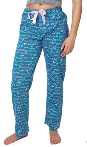 Pant Cotton Comfortable Pajamas Celeste con letras