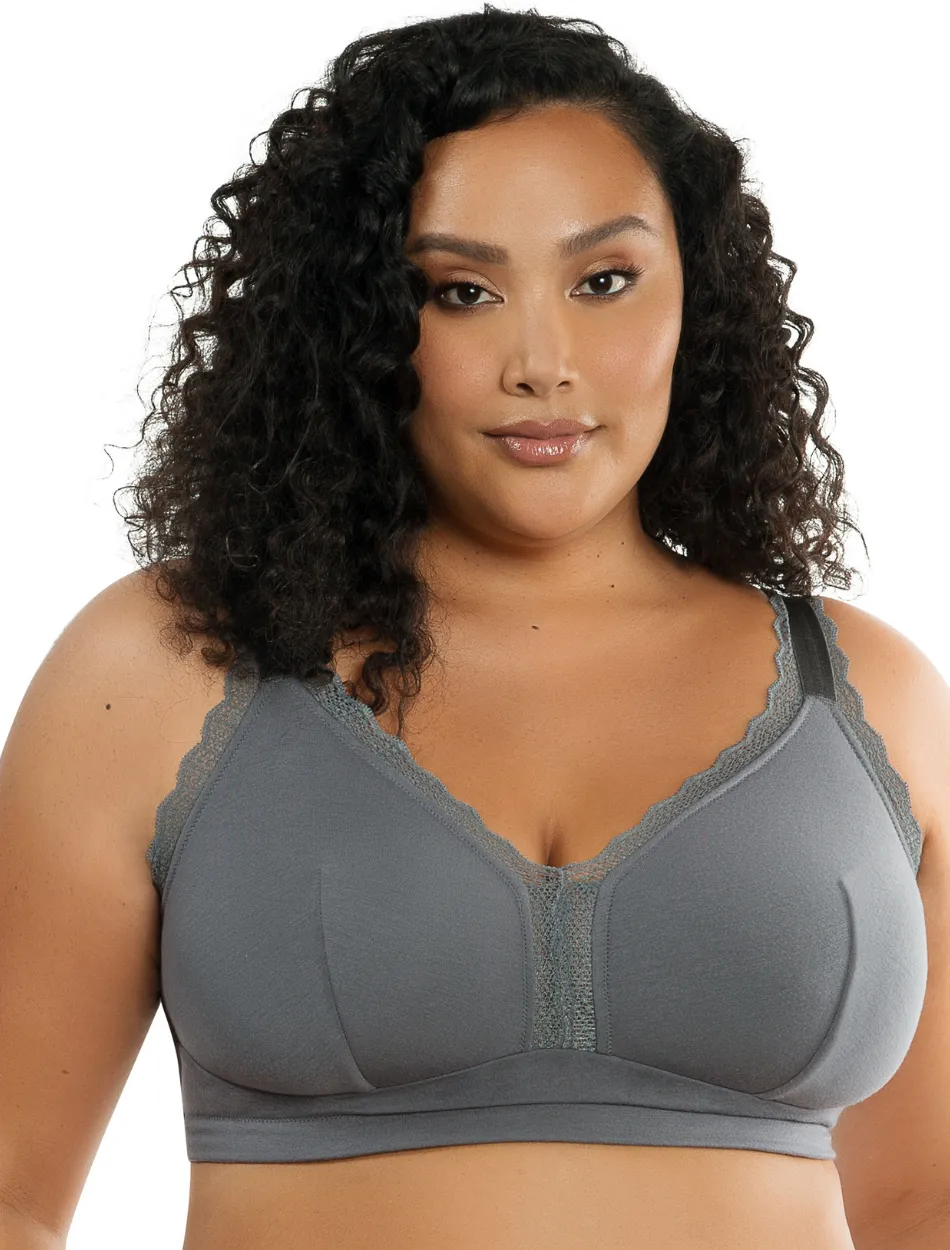 Parfait Dalis Bra Wirefree Bralette, Charcoal | Charcoal Lace Bralette | Charcoal Lounge Bra