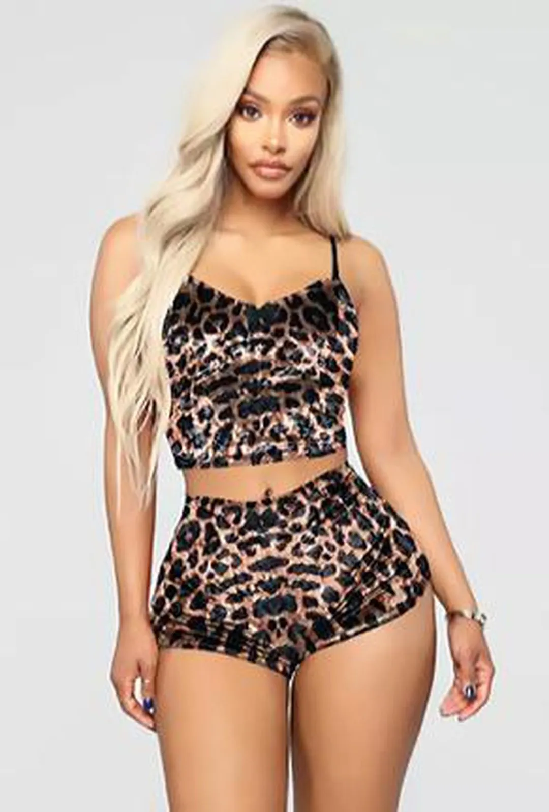 PATTY - LEOPARD VELVET LOUNGEWEAR SET