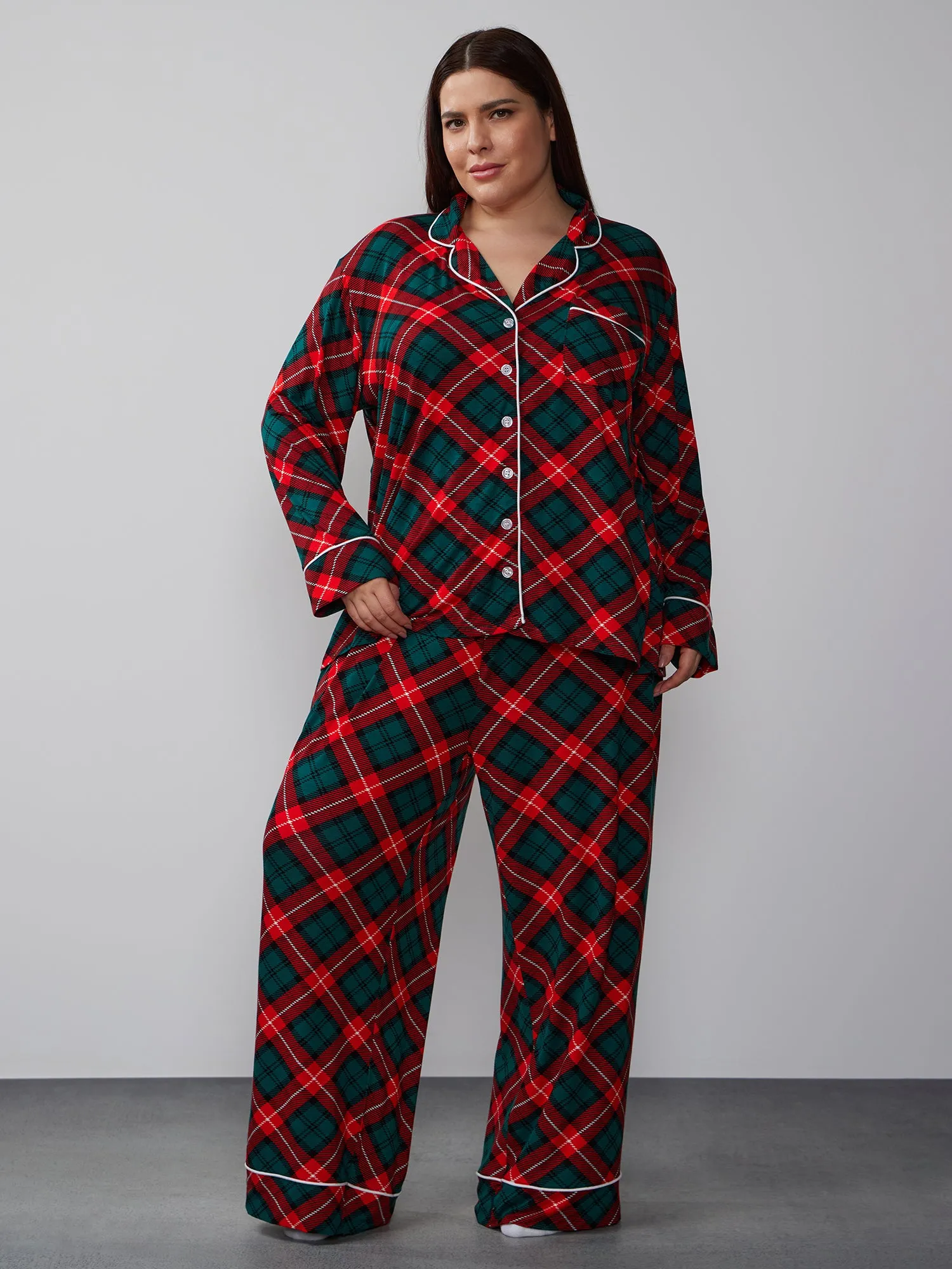 Plus Plaid Christmas Pajama Set