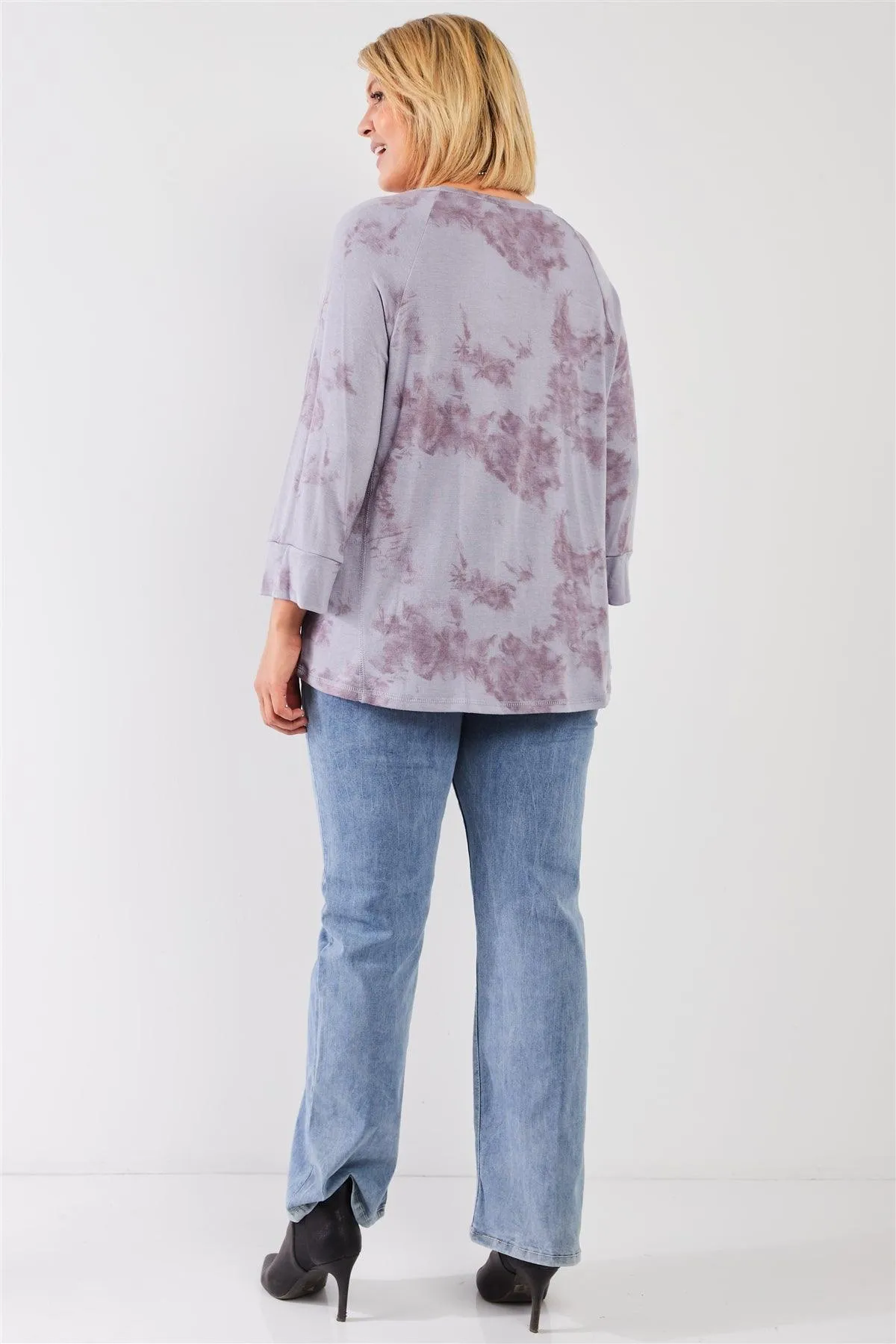 Plus Size Lavender Tie-Dye Acid Wash Sweatshirt /3-2-1