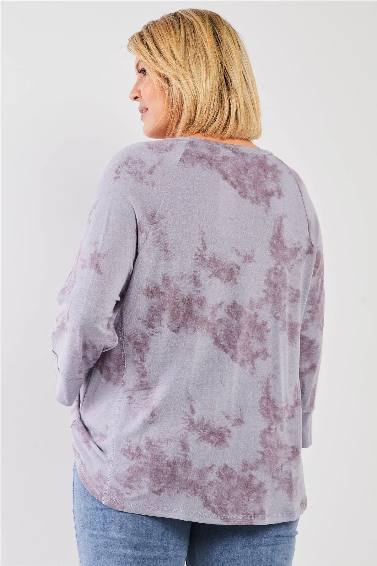 Plus Size Lavender Tie-Dye Acid Wash Sweatshirt /3-2-1