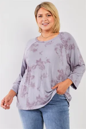 Plus Size Lavender Tie-Dye Acid Wash Sweatshirt /3-2-1