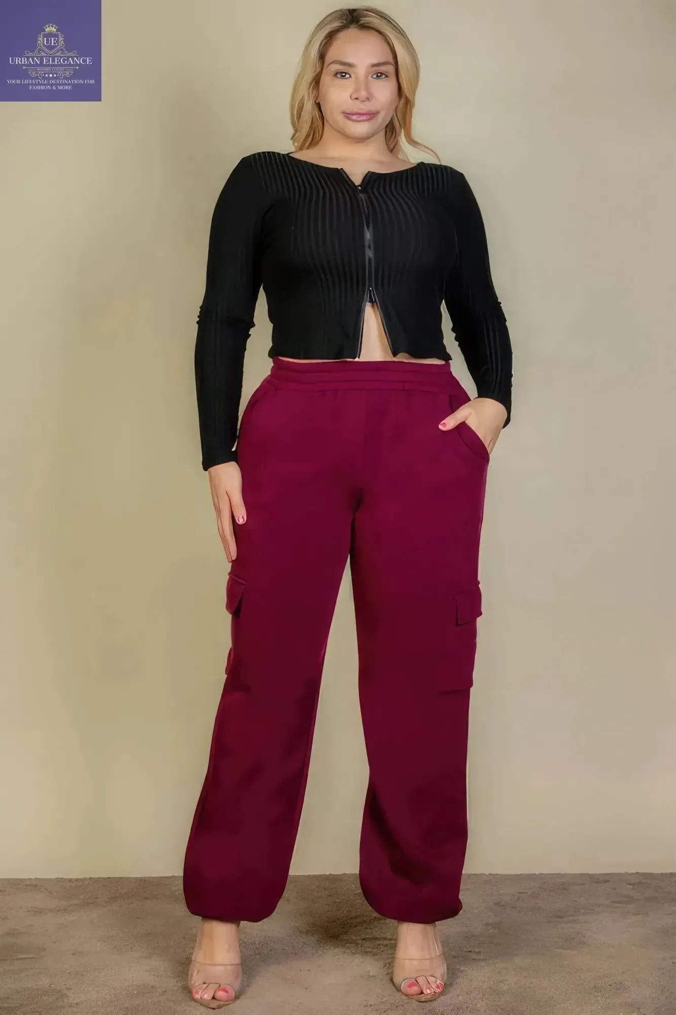 Plus Size Side Pocket Drawstring Waist Sweatpants