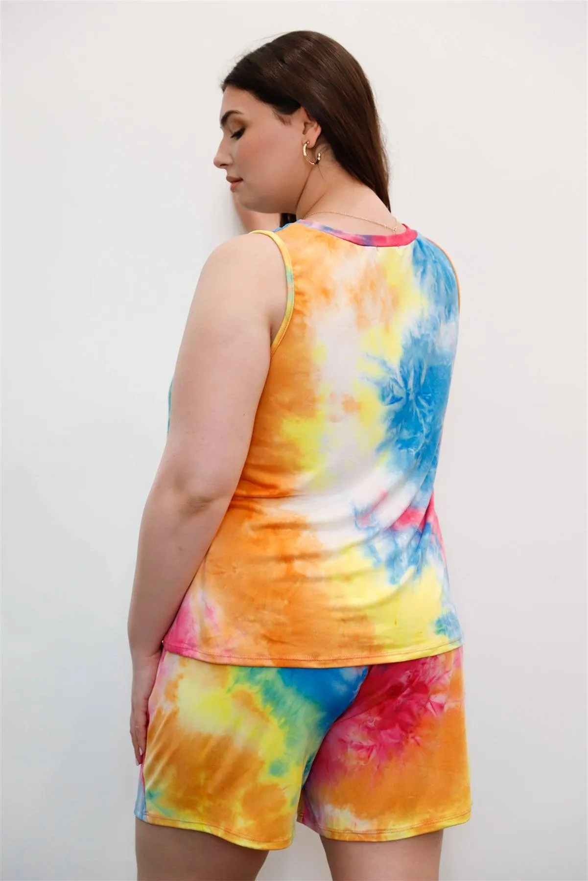 Plus Size Tie-Dye Sleeveless Sleepwear Loungewear Set