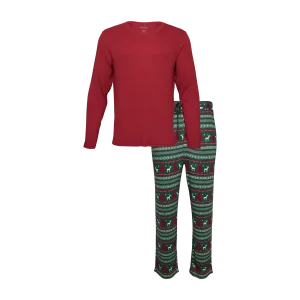 Posh Peanut Men's Long Sleeve Loungewear - Holiday Fair Isle Waffle