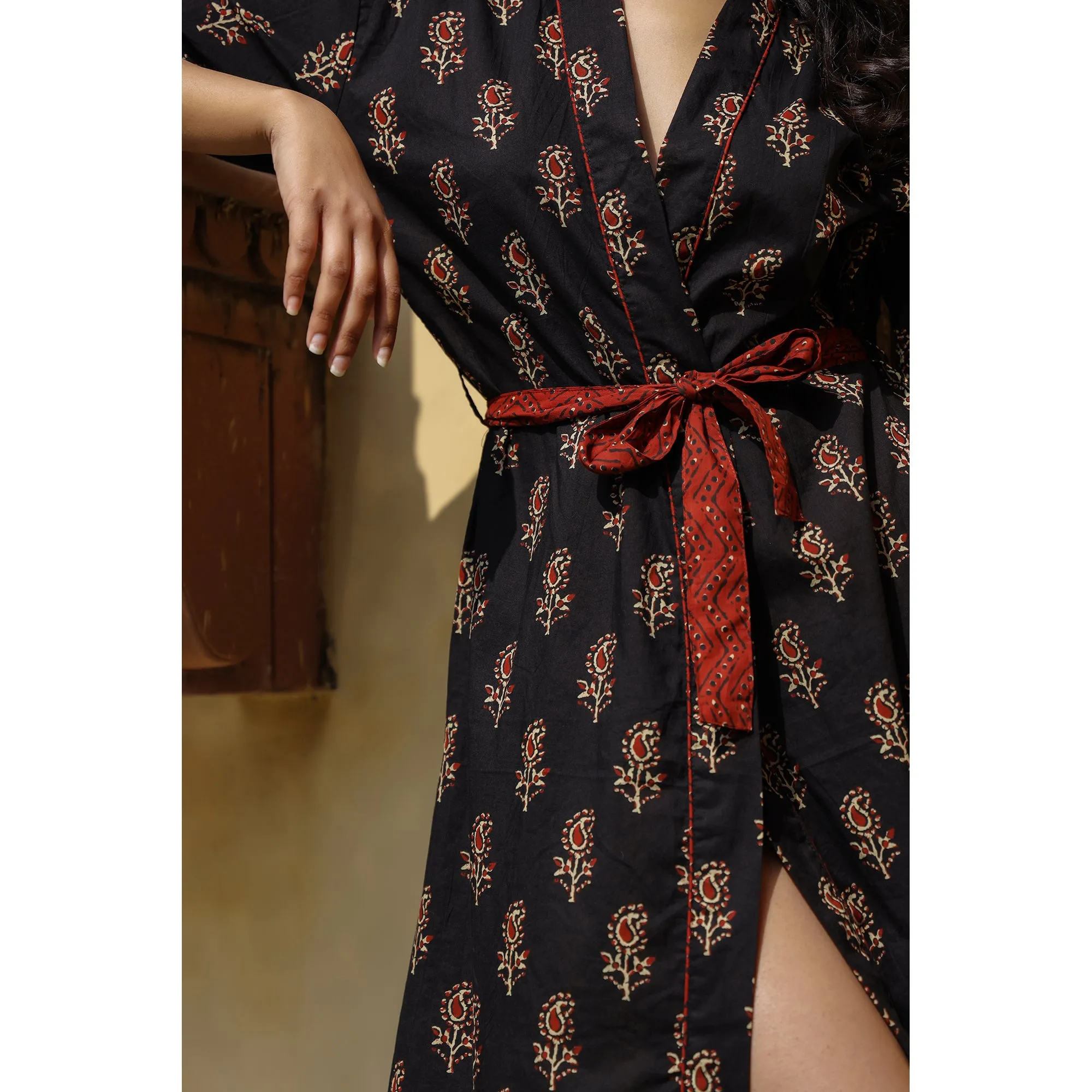 Rose Buds on Black Robe