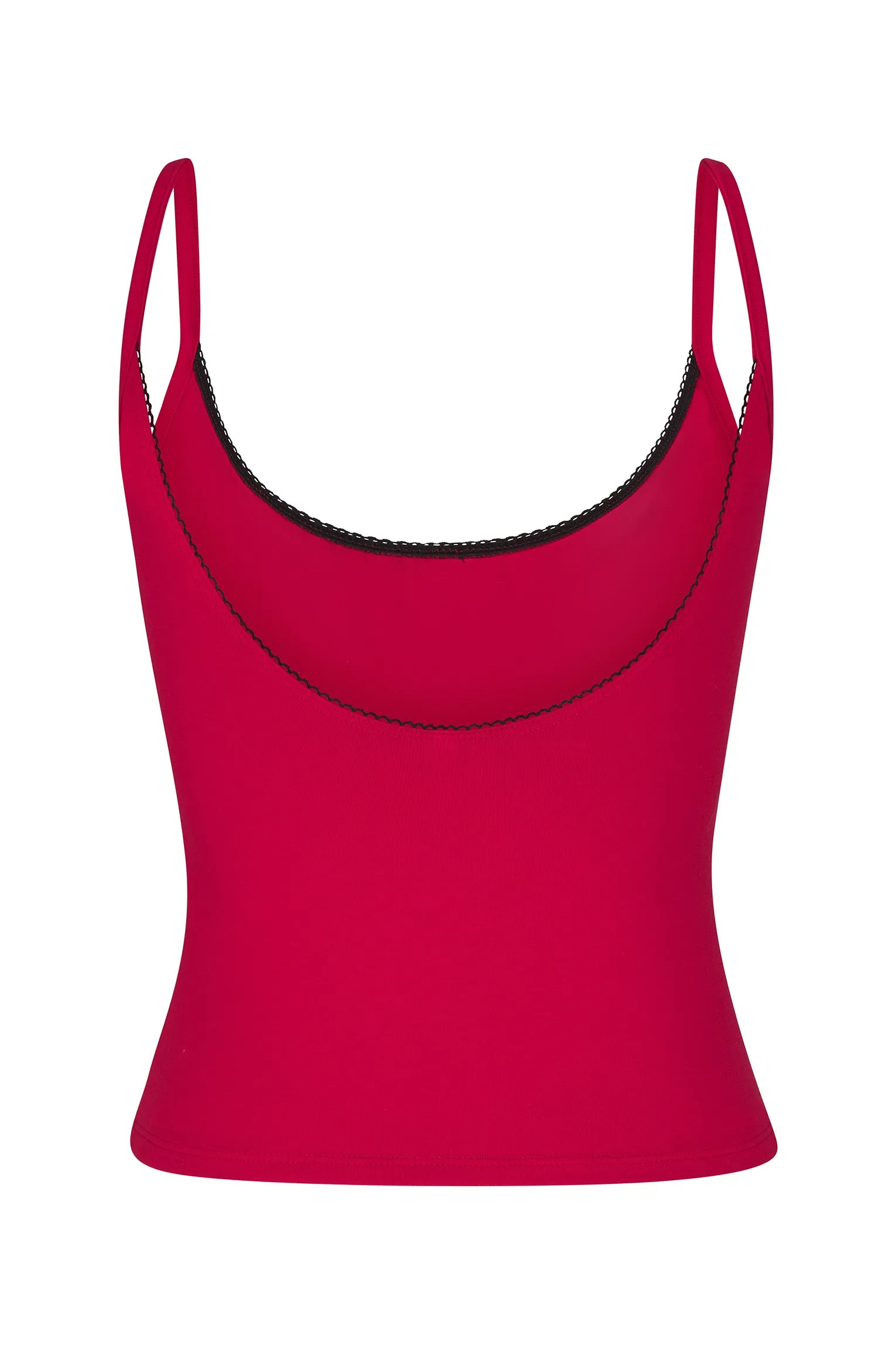 SCOOP BACK CAMI IN CHERRY/ONYX