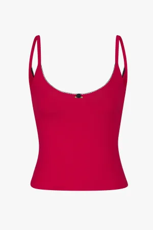 SCOOP BACK CAMI IN CHERRY/ONYX