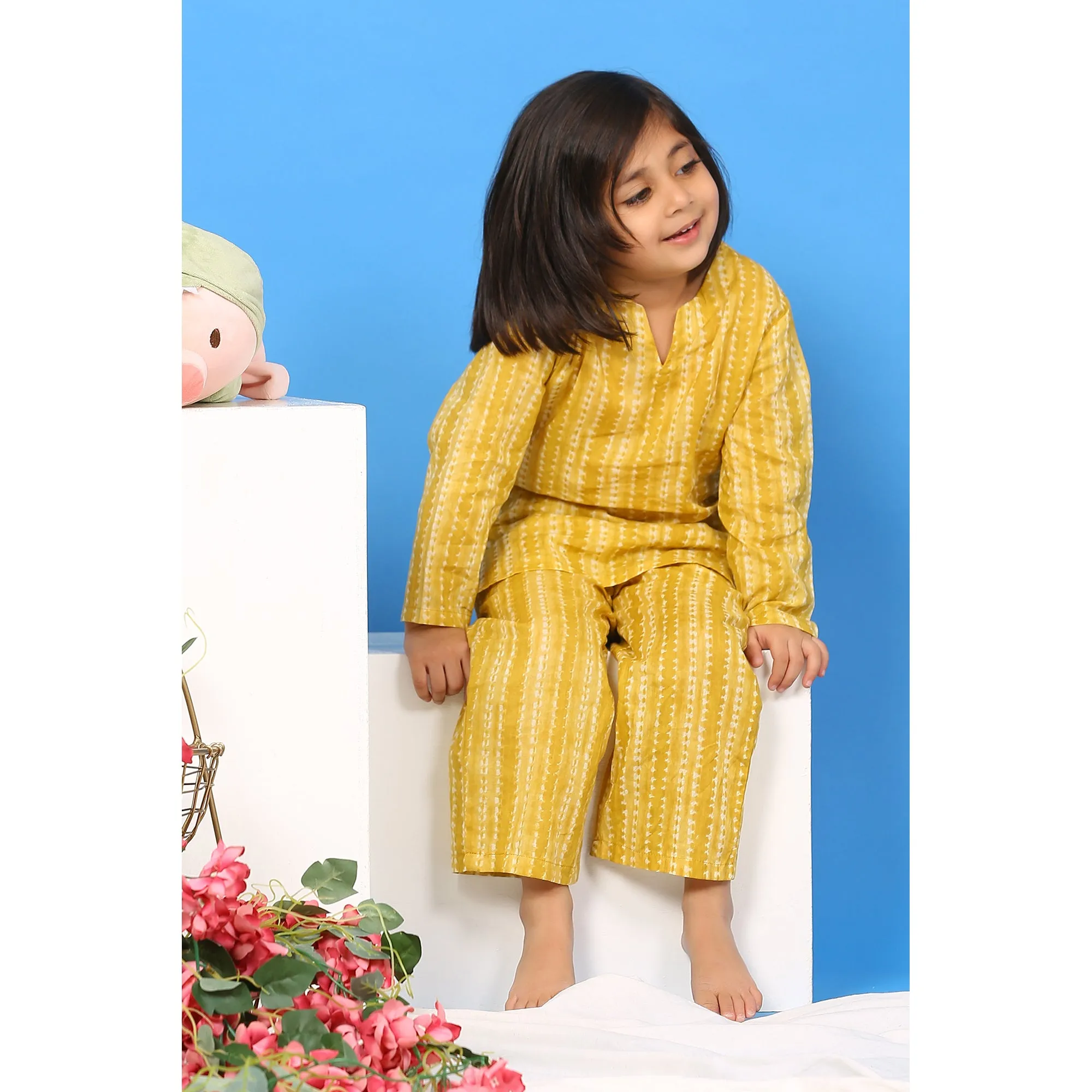 Shibori on Yellow Kids Loungewear Set