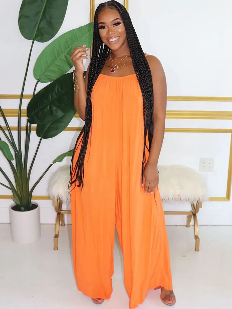 Spaghetti Strap Wide Leg Jumpsuits