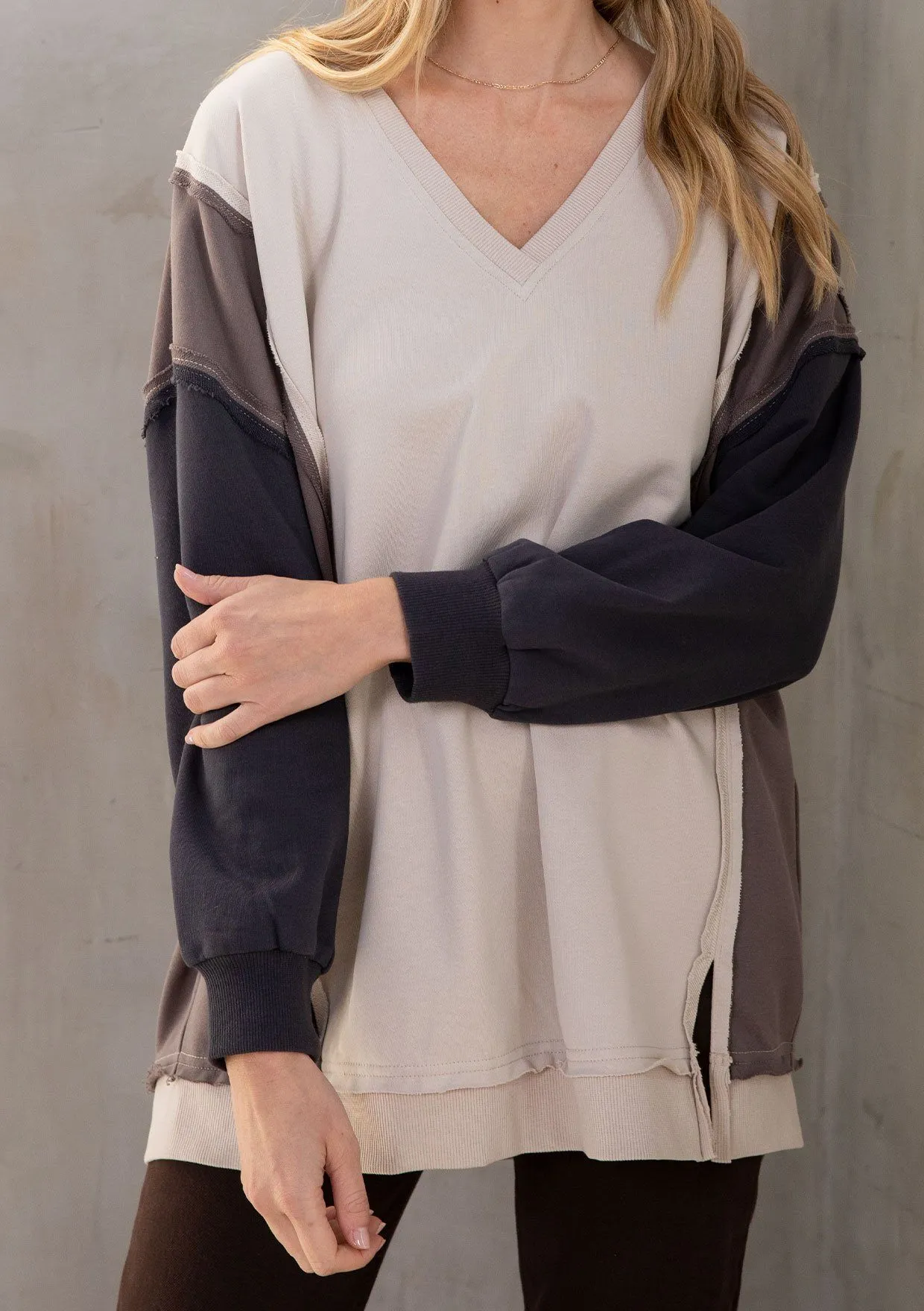 Stitched Together Colorblock Sweatshirt