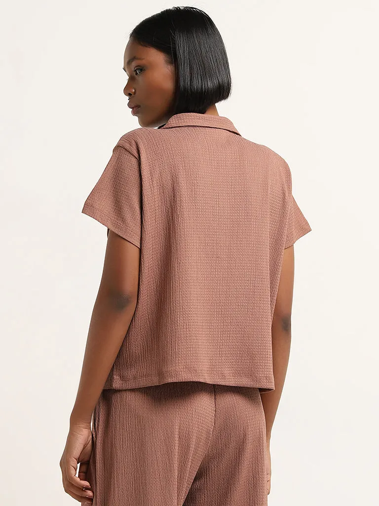 Superstar Dusty Rose Crinkle-Textured Shirt