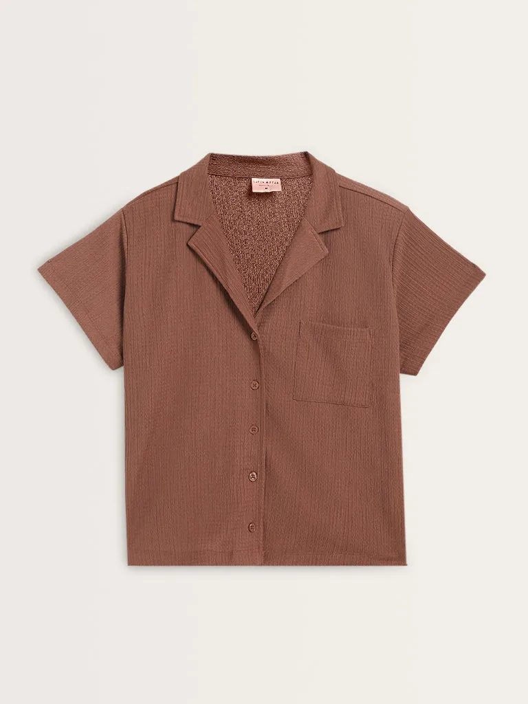 Superstar Dusty Rose Crinkle-Textured Shirt