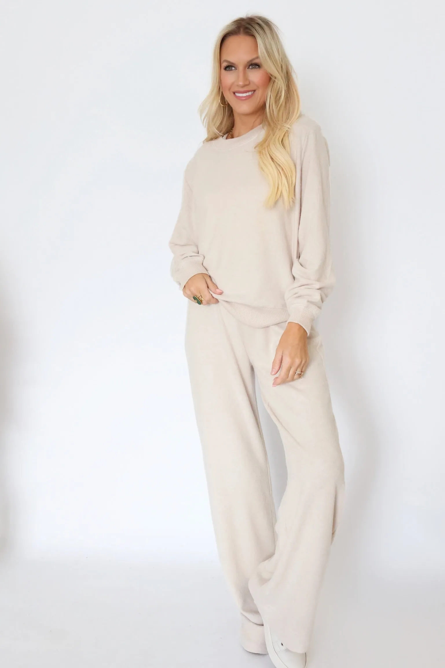 Tessa Cozy Pant - Light Oatmeal Heather(FINAL SALE)