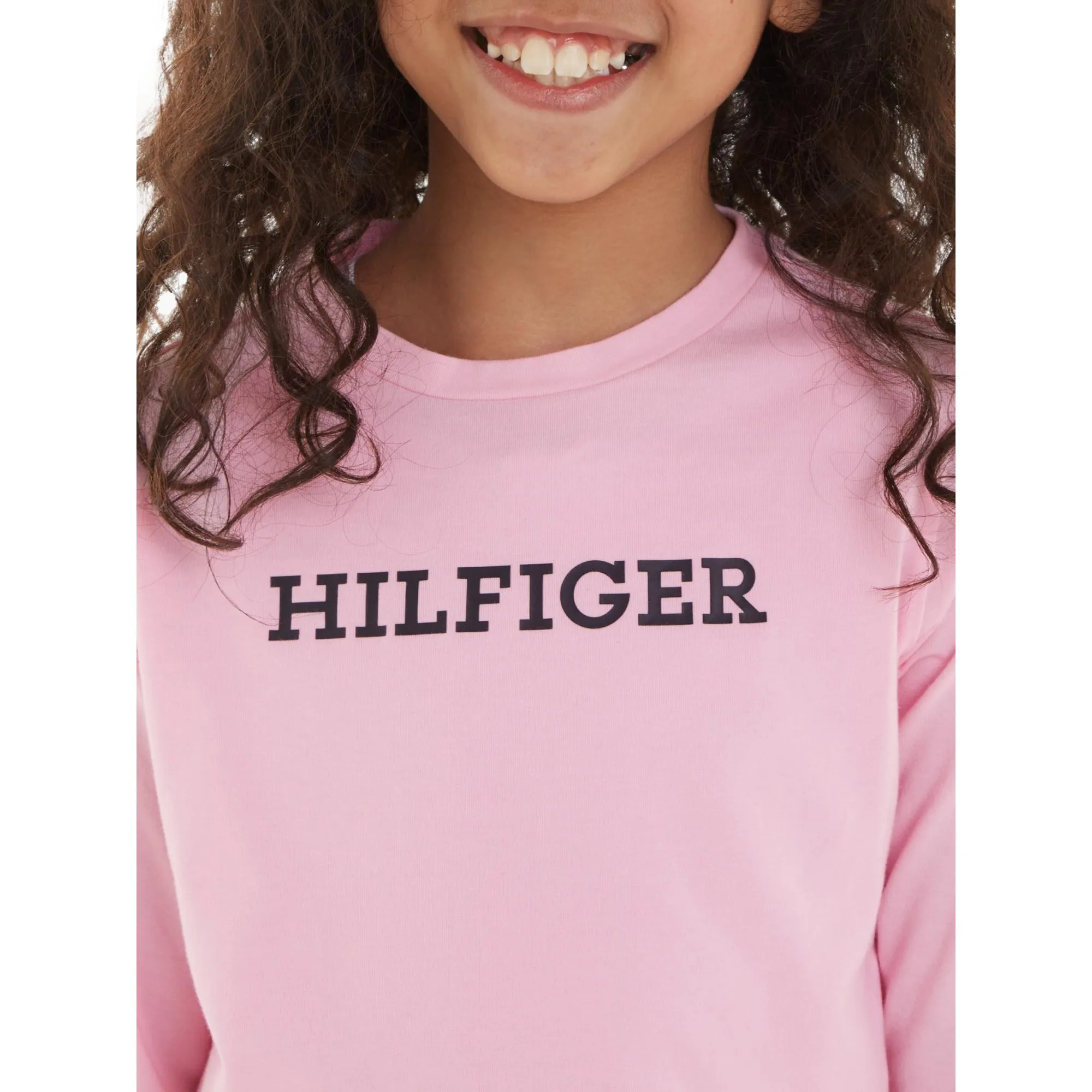 Tommy Hilfiger Girls TH Monofont Long Sleeves Leggings Pj Set - Iconic Pink / Desert Sky