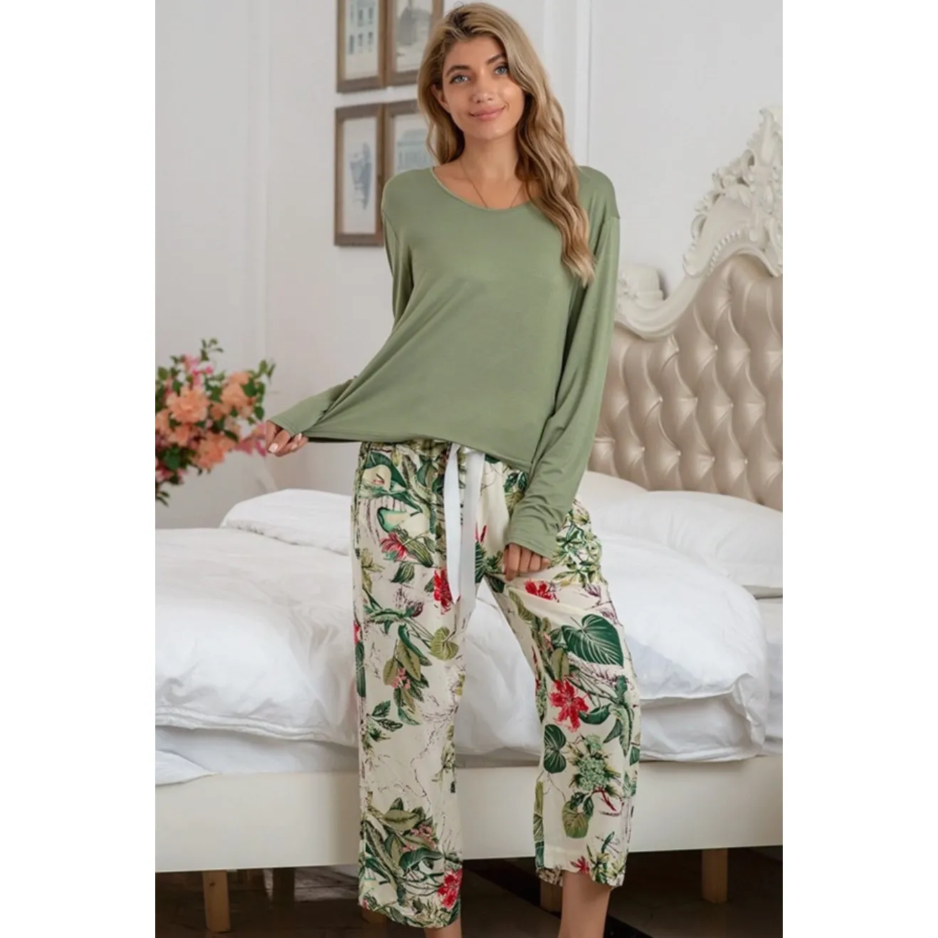 Tropical Sage Two Piece Pajama Set