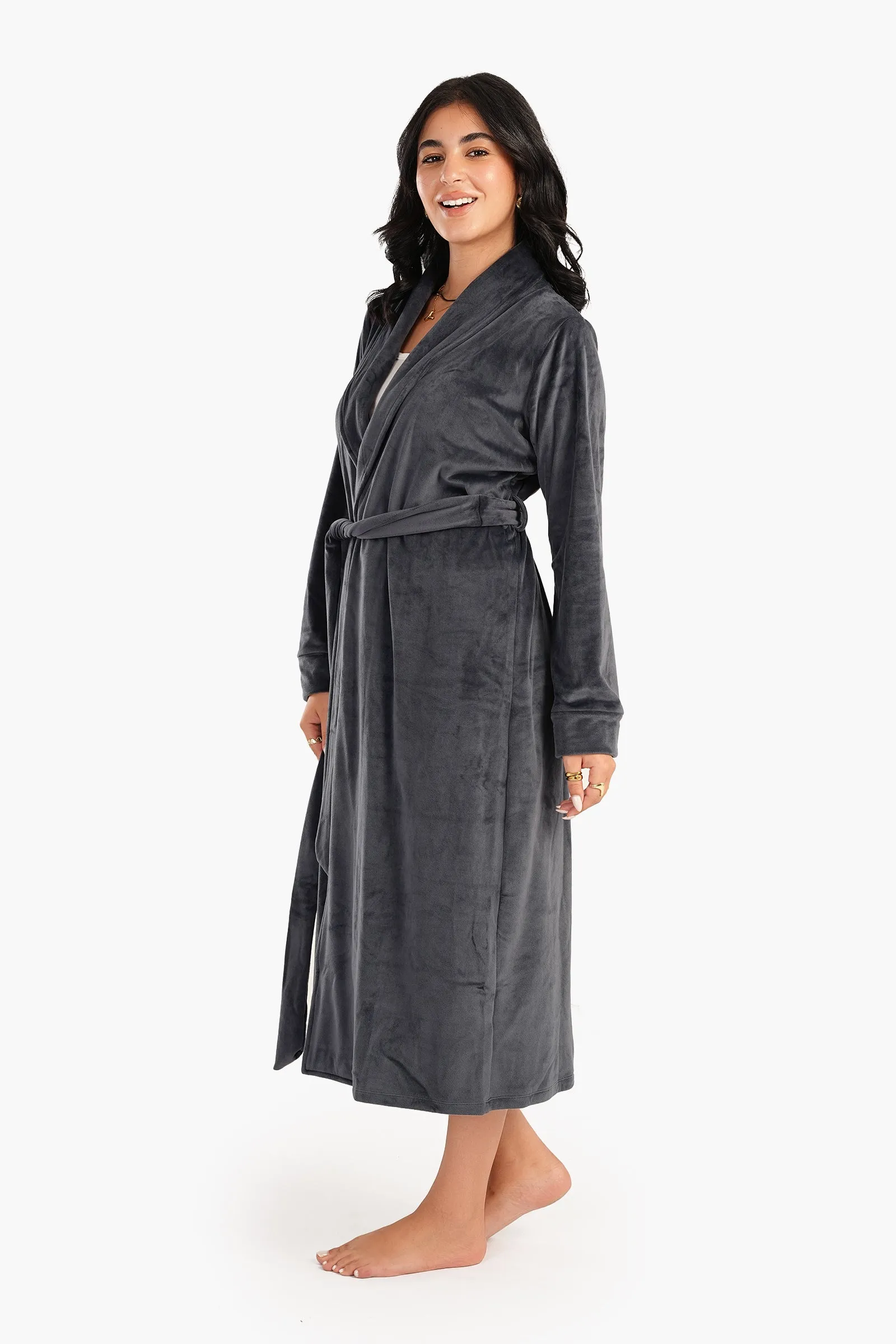 Velvet Shawl Collar Robe