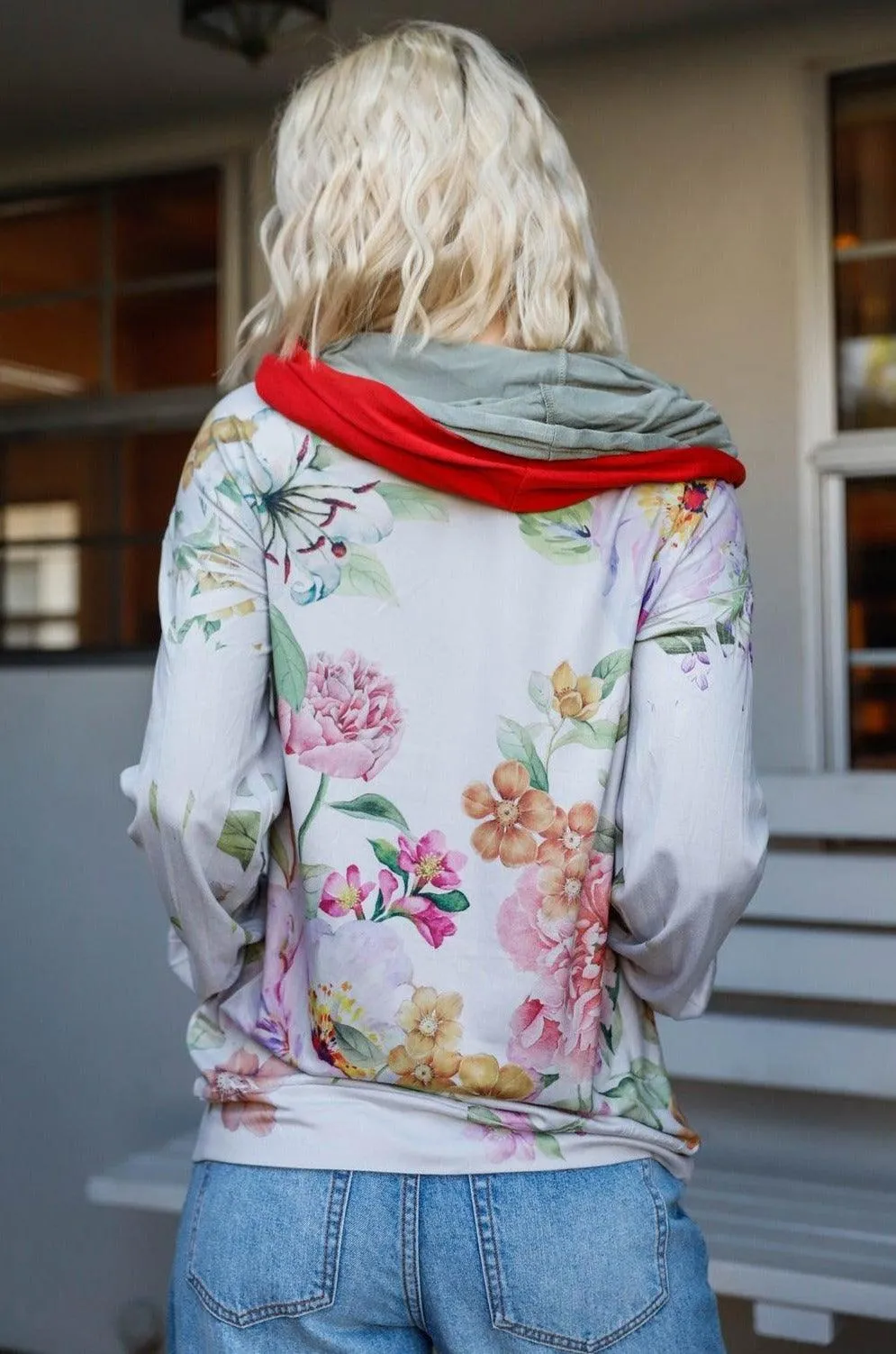 Women & Plus Size Floral Print Zip-Up Hooded Sweatshirt