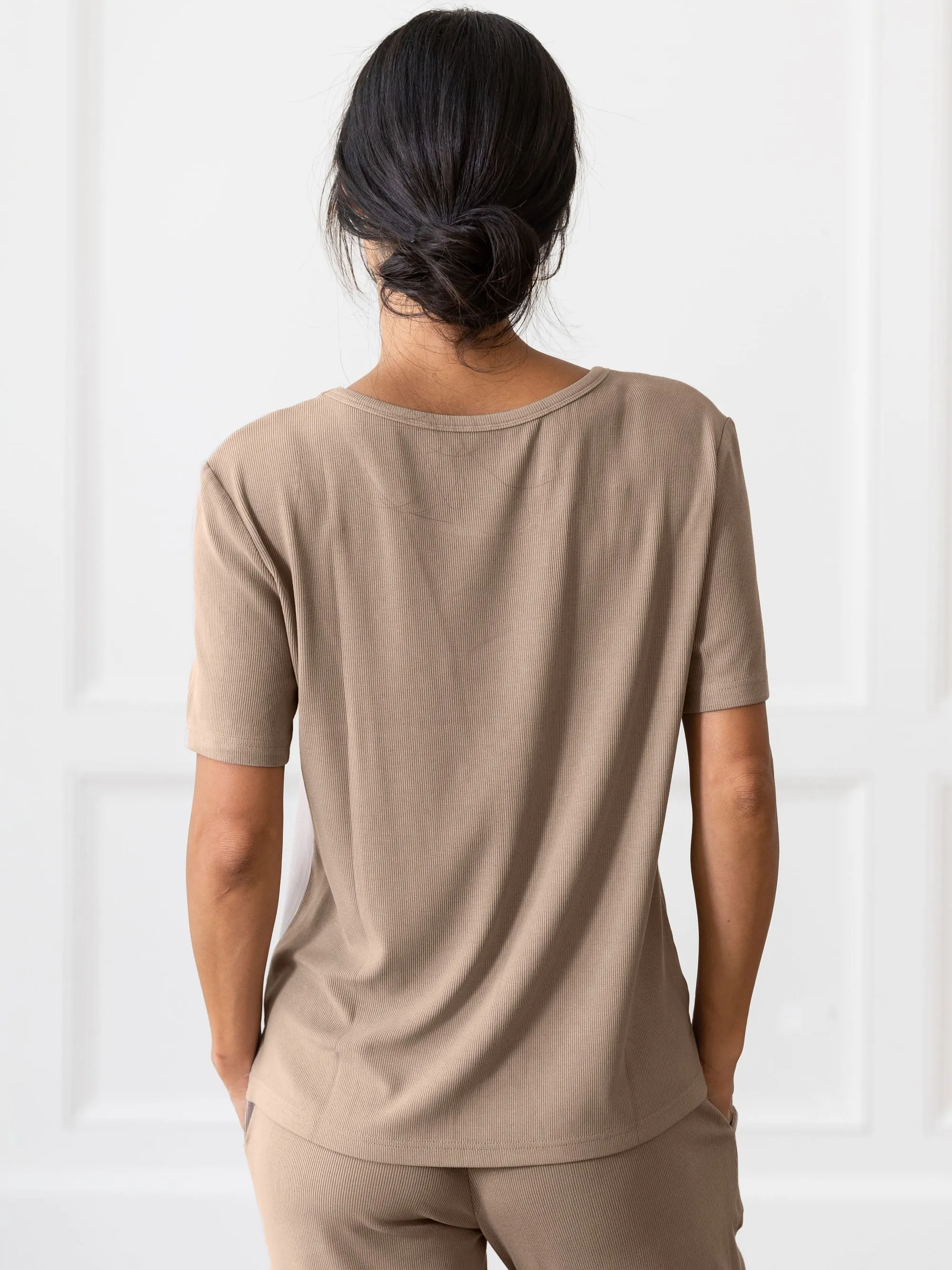 Women’s Bamboo Rib-Knit Short Sleeve Lounge Top