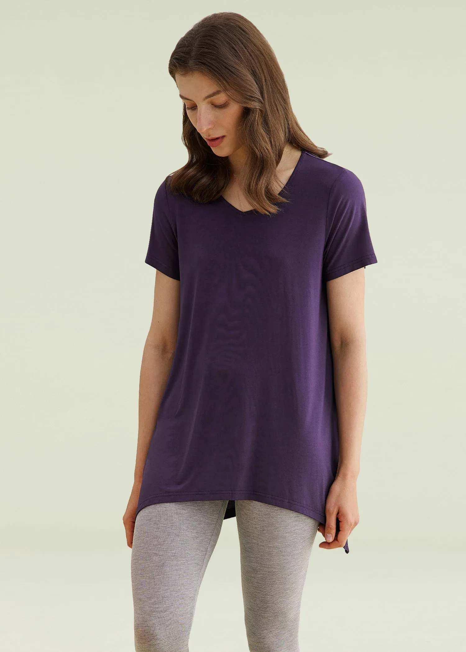 Women's Bamboo Viscose Loungewear Short Sleeves Tunic T-Shirt