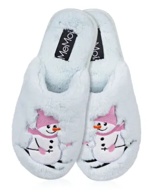 Women's Snowman Ski-Sons Hard Bottom Plush Slippers