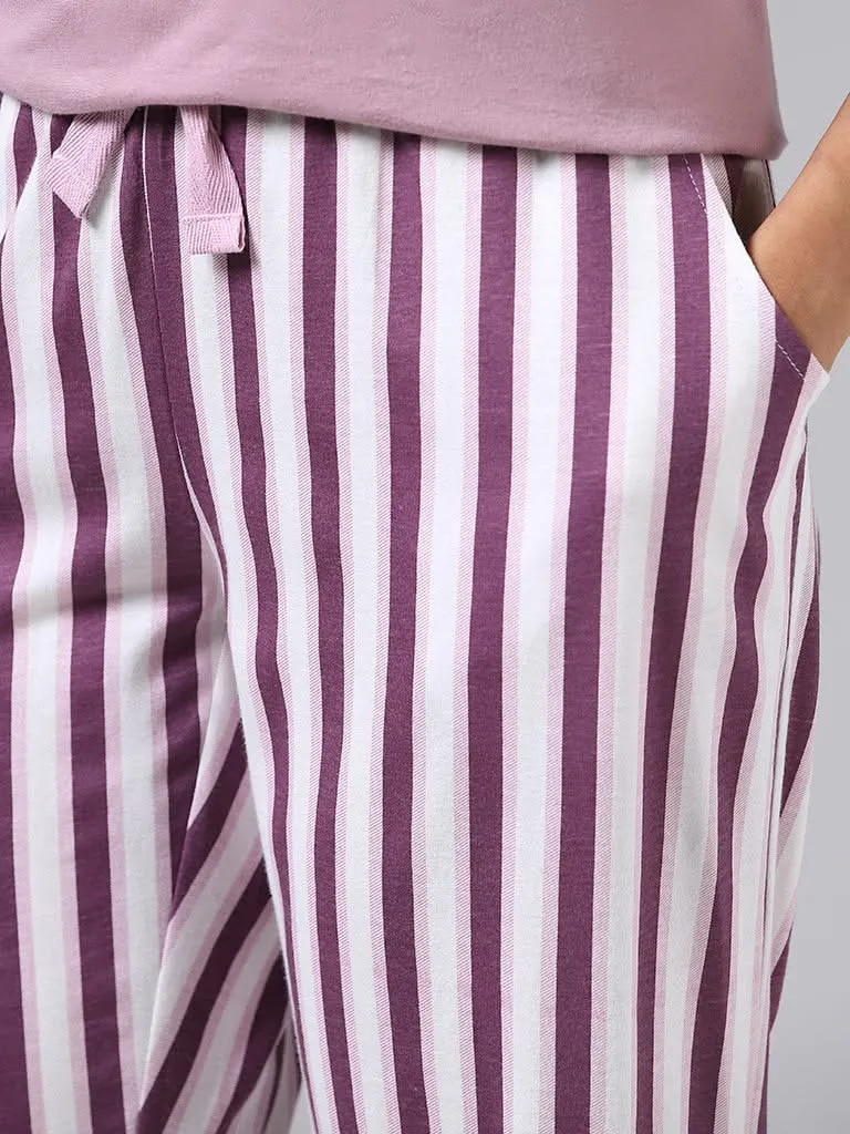 Wunderlove Dark Purple Striped Pyjamas