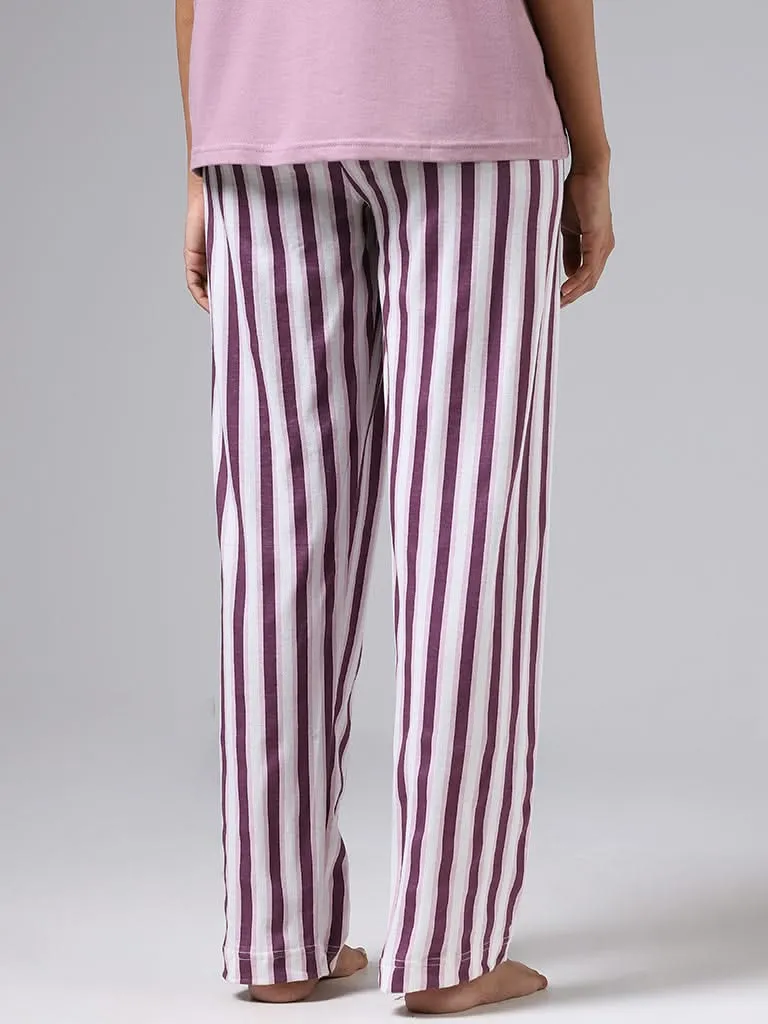 Wunderlove Dark Purple Striped Pyjamas