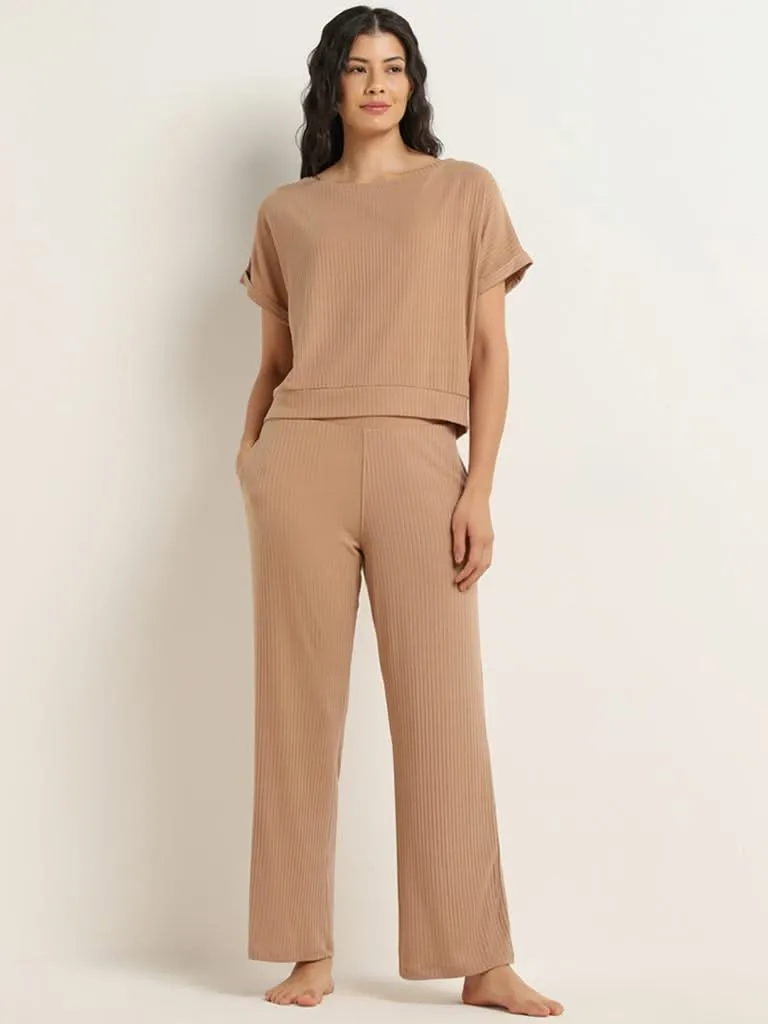 Wunderlove Light Taupe Ribbed Top