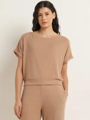 Wunderlove Light Taupe Ribbed Top